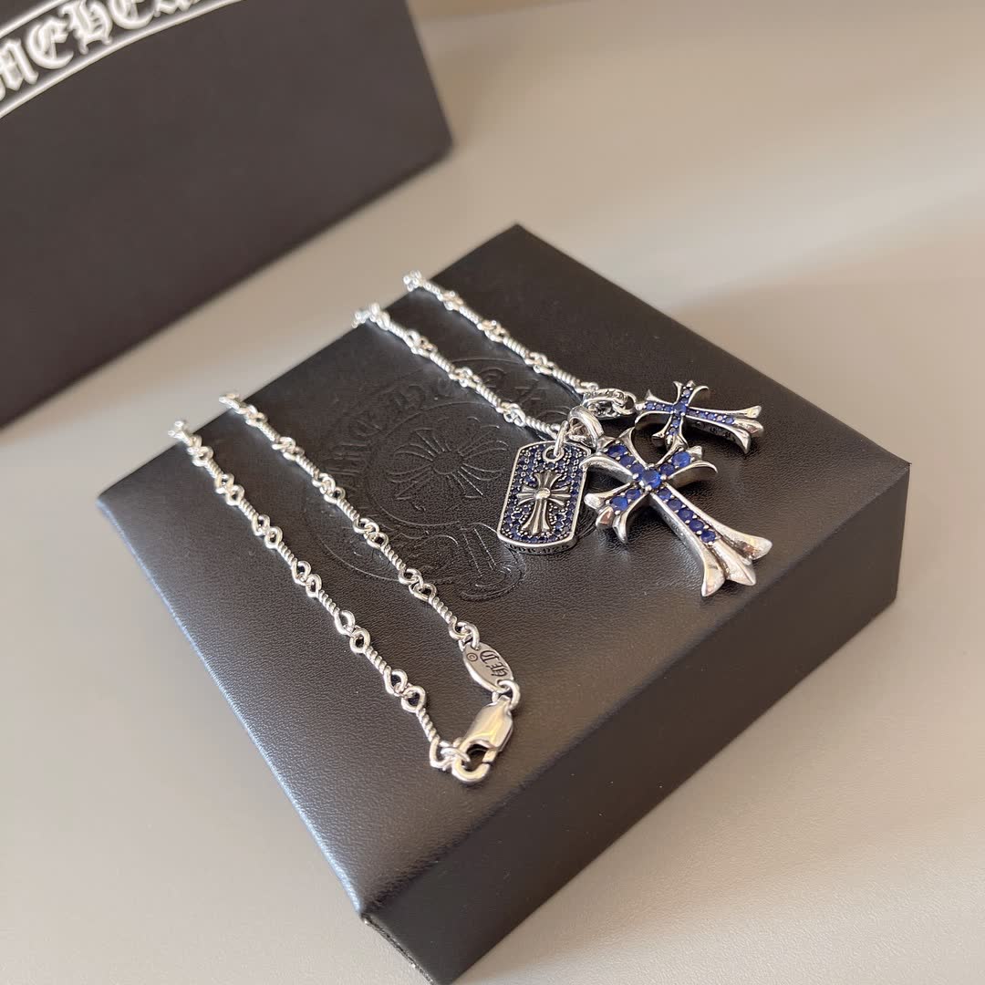 Chrome Hearts Chromecarts Silver Cross Pendant Necklace